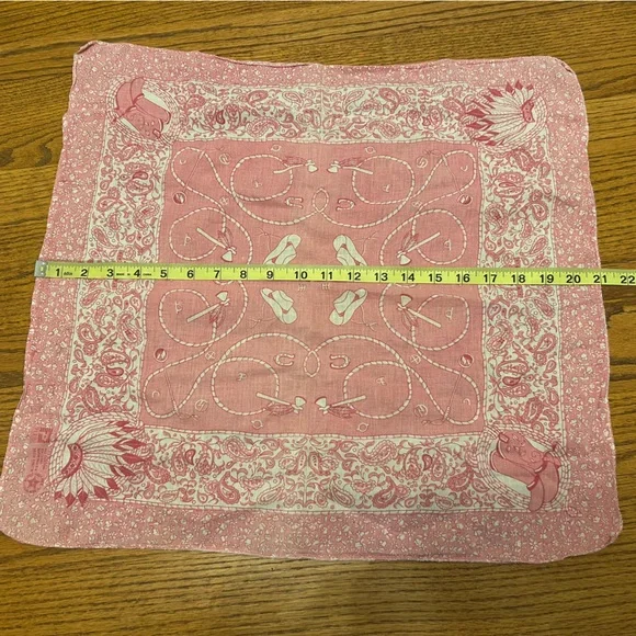 Vintage Paris Accessories Pink Cowboys and Indians Paisley 100% Cotton Bandana - Picture 4 of 10